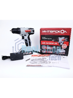 Дрель-шуруповерт ИНТЕРСКОЛ ДА-10/18ЭР 35 ПРОМО, 18 В, 2 Ач, 35 Нм, щеточный