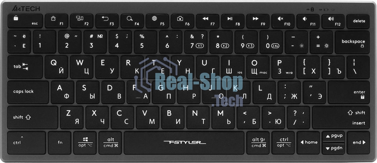Клавиатура A4Tech Fstyler FBX51C беспроводная, Bluetooth, радиоканал, серый