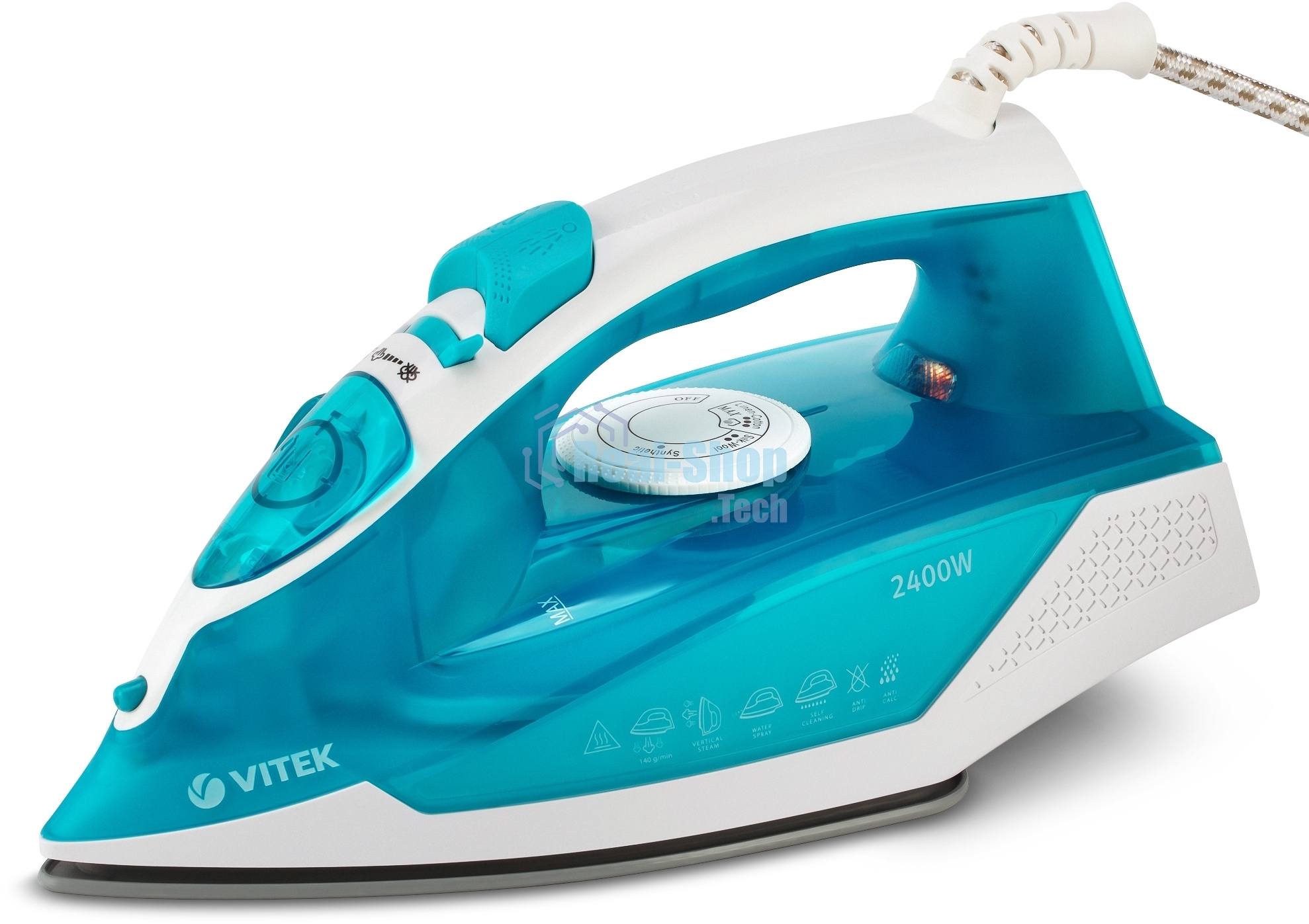 Утюг Vitek VT-8307 B синий/белый, 2400 Вт, 35 г/мин, 140 г/мин, 260 мл