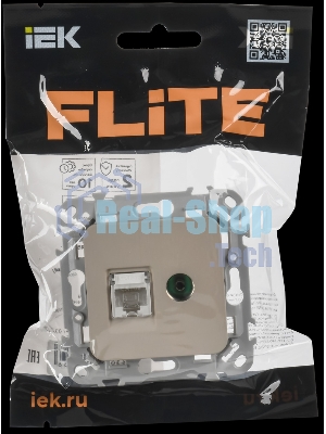 Розетка 2-местная RJ45/TV категория 5Е UTP РКТВ5е-2-0-ФлЛ льняной FLITE