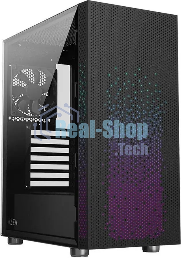 Компьютерный корпус Azza Celesta F черный без БП ATX 5x120мм 5x140мм 2xUSB 2.0 1xUSB 3.0 audio bott PSU
