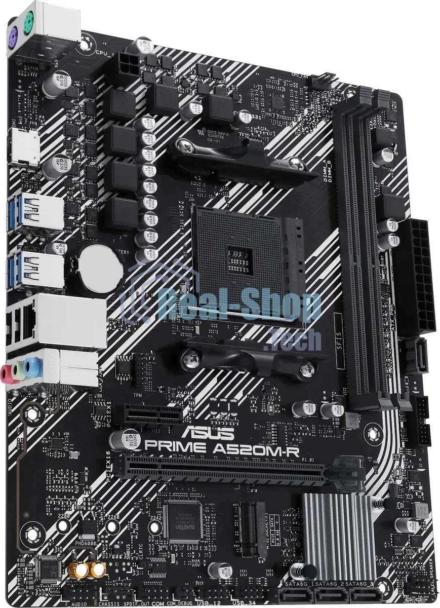 Материнская плата ASUS PRIME A520M-R, AM4, AMD A520, 2xDDR4, 4xSATA, 1xM.2, 1xPCIe 3.0 x16, 1xPCIe x1, 1xHDMI, 1x 1Gb LAN, 2xUSB-A 2.0, 4xUSB-A 3.2 Gen 1, 3x3.5 мм, 7.1, mATX