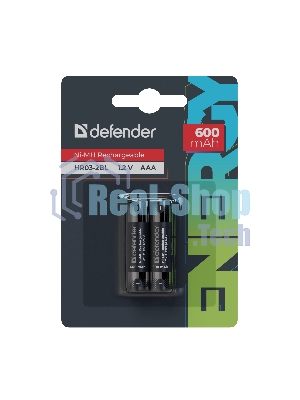 Аккумуляторная батарея Defender HR03-2BL 600 mAh ААА, Ni-MH, блистер, 2 шт.