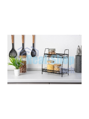 Этажерка настольная двухуровневая Mallony L’ordine Nero, 31,5*17*33 см