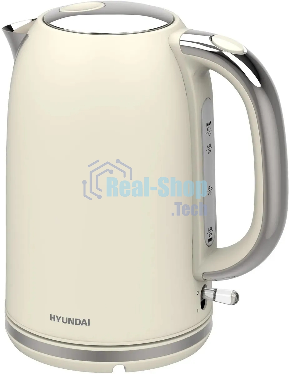 Чайник электрический Hyundai HYK-S9900 1.7л. 2200Вт молочный/серебристый корпус: металл
