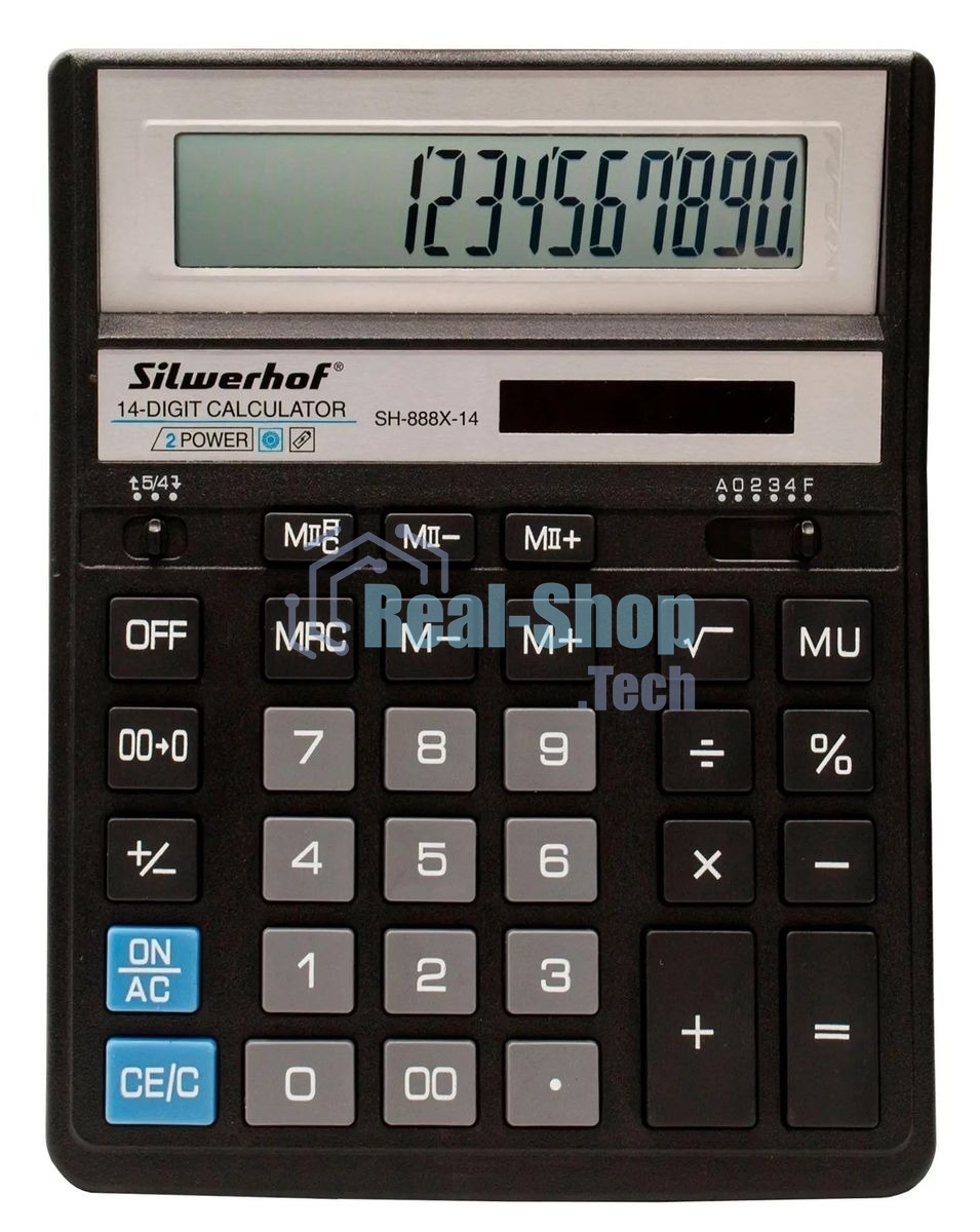 Калькулятор настольный Silwerhof SH-888X-14 черный 14-разр.