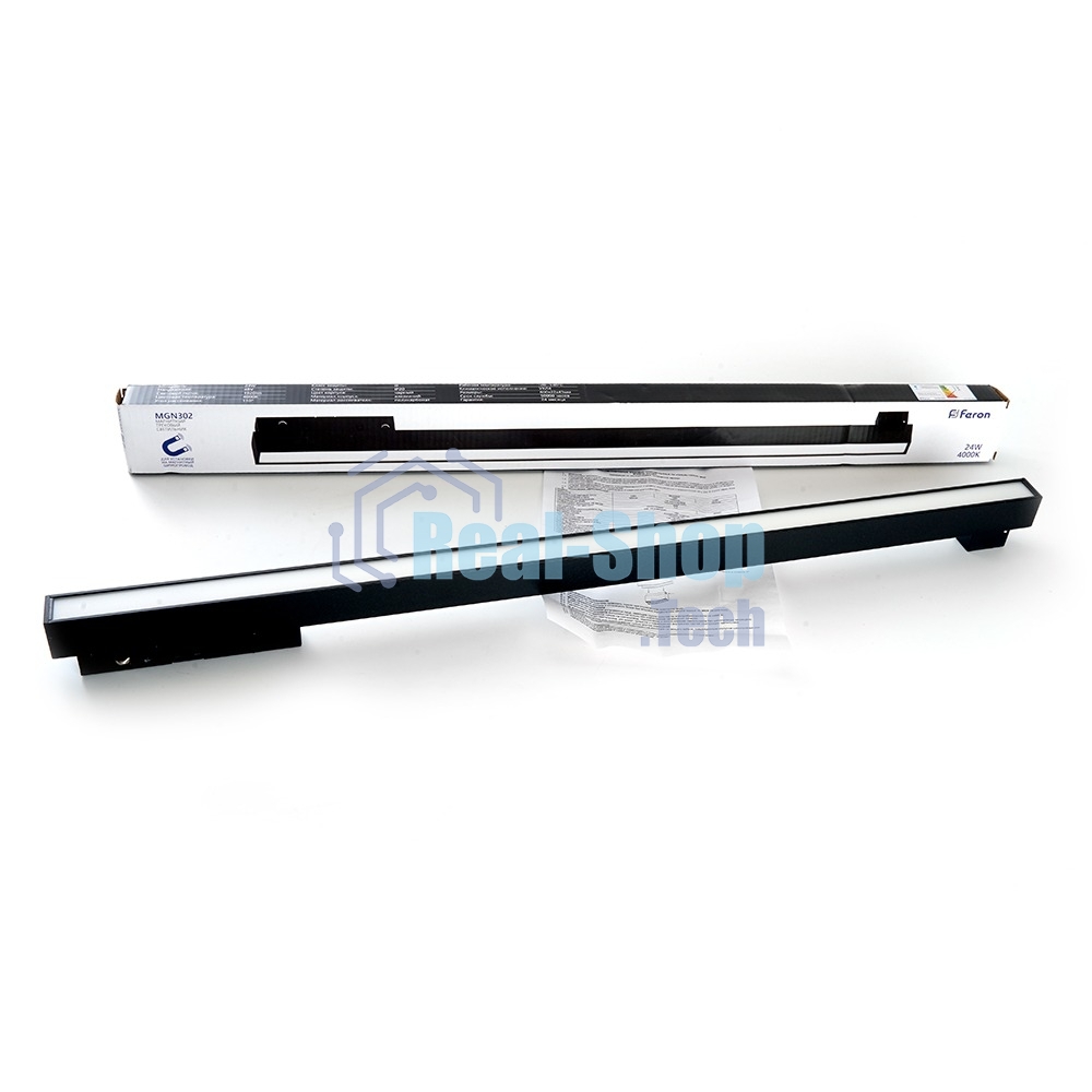 Светильник светодиодный трековый магнитный на шинопровод Feron MGN302 ДПО-24w 4000К 1920Лм 48v черный