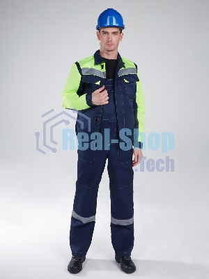 Костюм Сфера NEW (ткань Смесовая,210) полукомбинезон, темно-синий/лимонный, 56-58/170-176