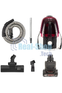 Пылесос Hyundai HYV-C3370 белый/красный, 380/2400 Вт, уборка сухая, пылесборник контейнер 3.5 л