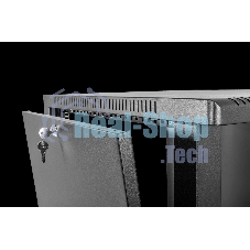 Шкаф коммутационный ЦМО ШРН-15.650-9005 настенный 15U 600x658мм пер.дв.стекл 200кг черный 600мм 180град.