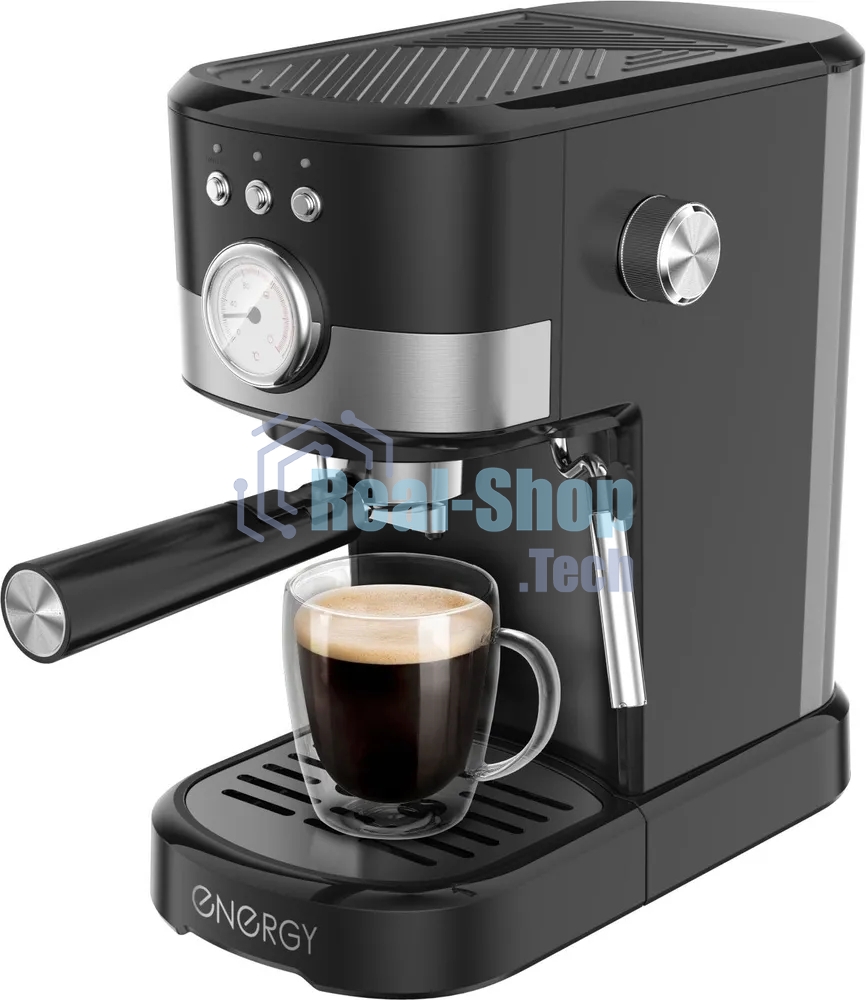 Кофеварка рожковая ENERGY EN-256R (108169) черный, исп. кофе - молотый, 1,2 л, 1100 Вт, 15 бар