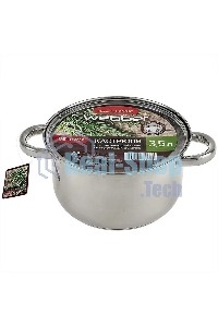 Кастрюля WEBBER BE-157/2 из нержавеющей стали со стеклянной крышкой d=20; 3.5 л (12)