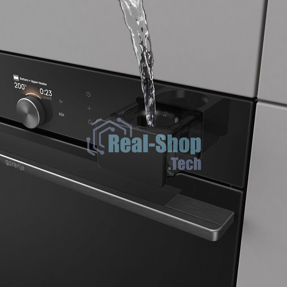 Встраиваемая электрическая духовка Gorenje BFS6148B, объем 77 л, макс. температура 230 градусов, сенсорное/поворотное управление, Wi-Fi, пар (FullSteam), сувид, AirFry, автоматические программы, телескопические направляющие на одном уровне, термощуп, динамическая система охлаждения, многоуровневое приготовление, PerfectGrill, энергоэффективность А+, черный
