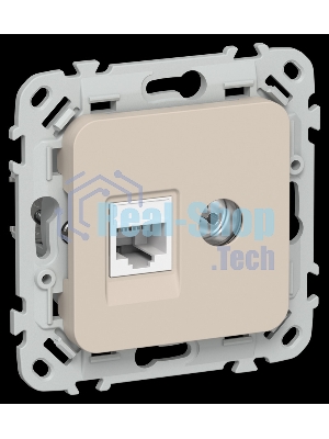 Розетка 2-местная RJ45/TV категория 5Е UTP РКТВ5е-2-0-ФлЛ льняной FLITE