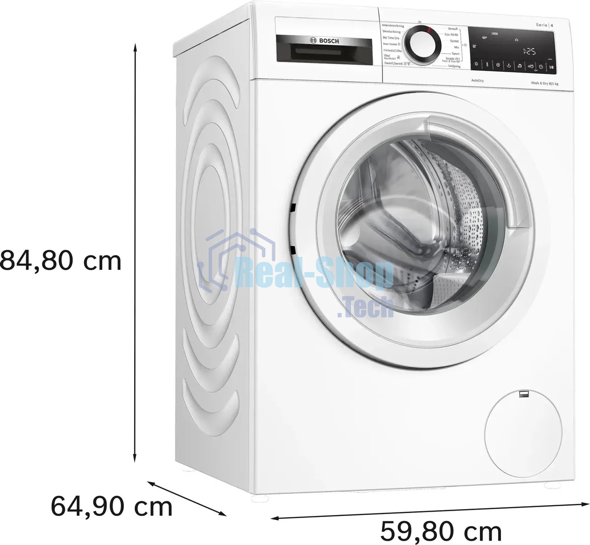 Стирально-сушильная машина Bosch WNA134L0SN белый, загр.фронтальная, макс.: 8кг, 1400 об/мин, класс: A