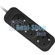 Удлинитель cетевой Defender M330 черный, 3 м, EURO, 3 розетки, 2200 Вт