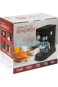 Кофеварка рожковая ENERGY EN-256R (108169) черный, исп. кофе - молотый, 1,2 л, 1100 Вт, 15 бар