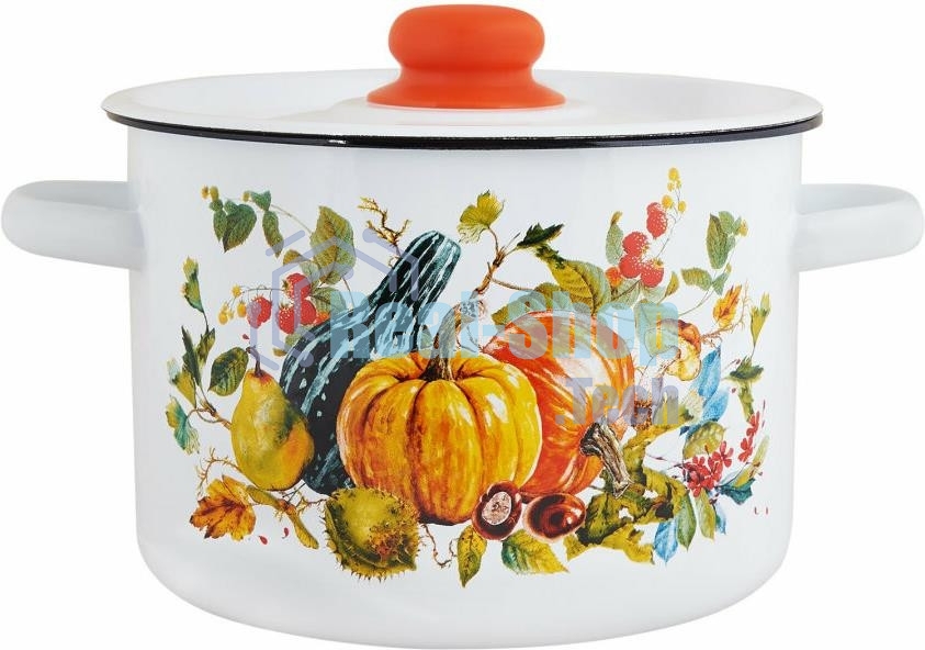 Кастрюля Appetite 1с15с/1 Осень с крышкой, эмалированная сталь, цилиндрическая 1,5 л