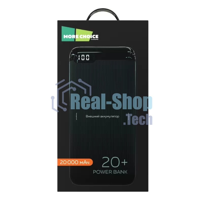 Портативный аккумулятор More choice (4620202550521) PB19-20 2USB 2.1A - 20000mAh черный