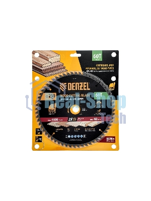Пильный диск по дереву Denzel ф250 х 32 мм, 60 зубьев