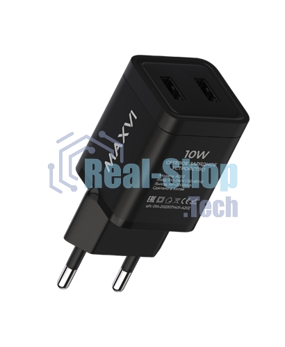 Сетевое зарядное устройство Maxvi A202 2хUSB 2А 10W, черный