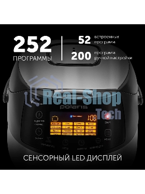 Мультиварка Polaris PMC 0517AD серебристый/черный, 5 л, 860 Вт, сенсор, 15 программ
