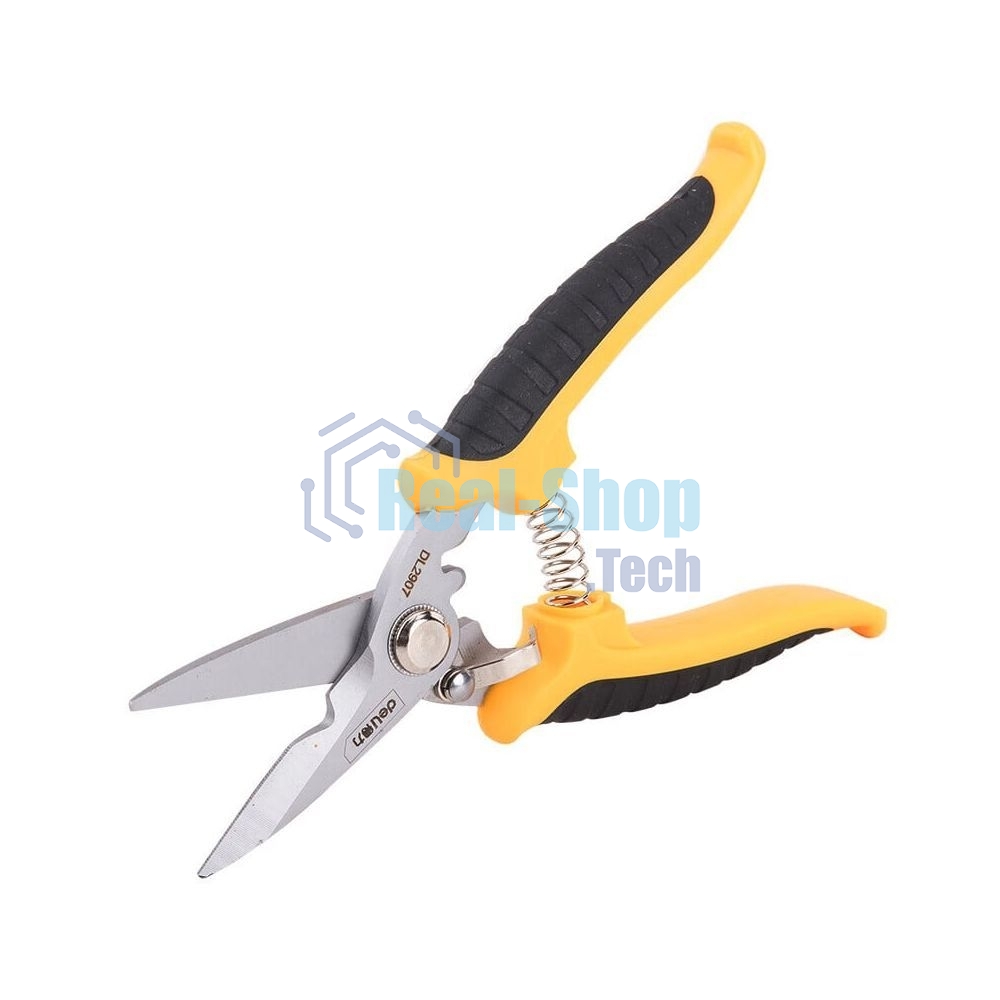 Ножницы универсальные строительные Deli DL2907 нержавеющая сталь с твердостью 48-52HRC, прорезиненная рукоятка