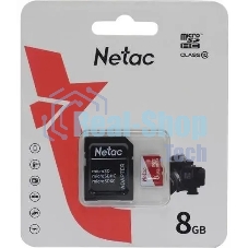 Флеш карта Netac P500 ECO MicroSDHC 8Gb C10 NT02P500ECO-008G-R,, адаптер в комплекте
