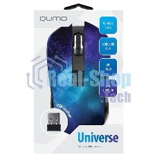 Мышь беспроводная Qumo Office M27 Universe синий, 1600 dpi, радиоканал, USB, кнопки - 4
