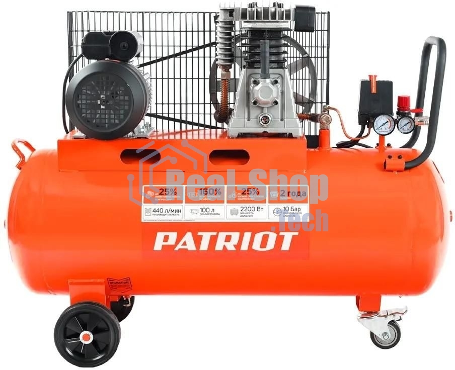 Компрессор поршневой Patriot PTR 100-440I масляный 440л/мин 100л 2200Вт оранжевый