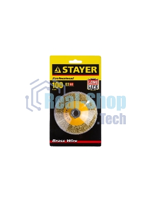Кордщетка STAYER PROFESSIONAL 35133-100коническая М14 витая латунь/сталь 0.3мм d100мм