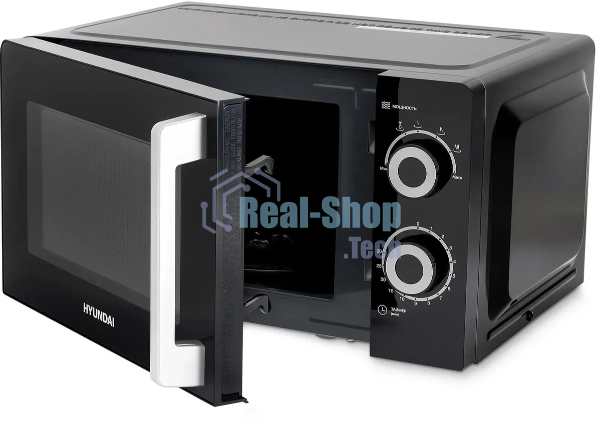 Микроволновая печь Hyundai HYM-M2054 черный/серебристый, 20 л, 700 Вт, переключатели - поворотный механизм