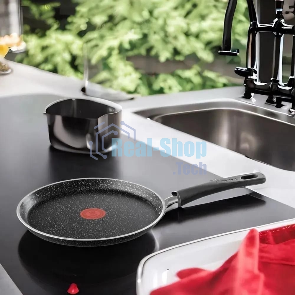 Сковорода блинная Tefal Rock 04235525 круглая 25см покрытие: Mineralia ручка несъемная (без крышки) черный