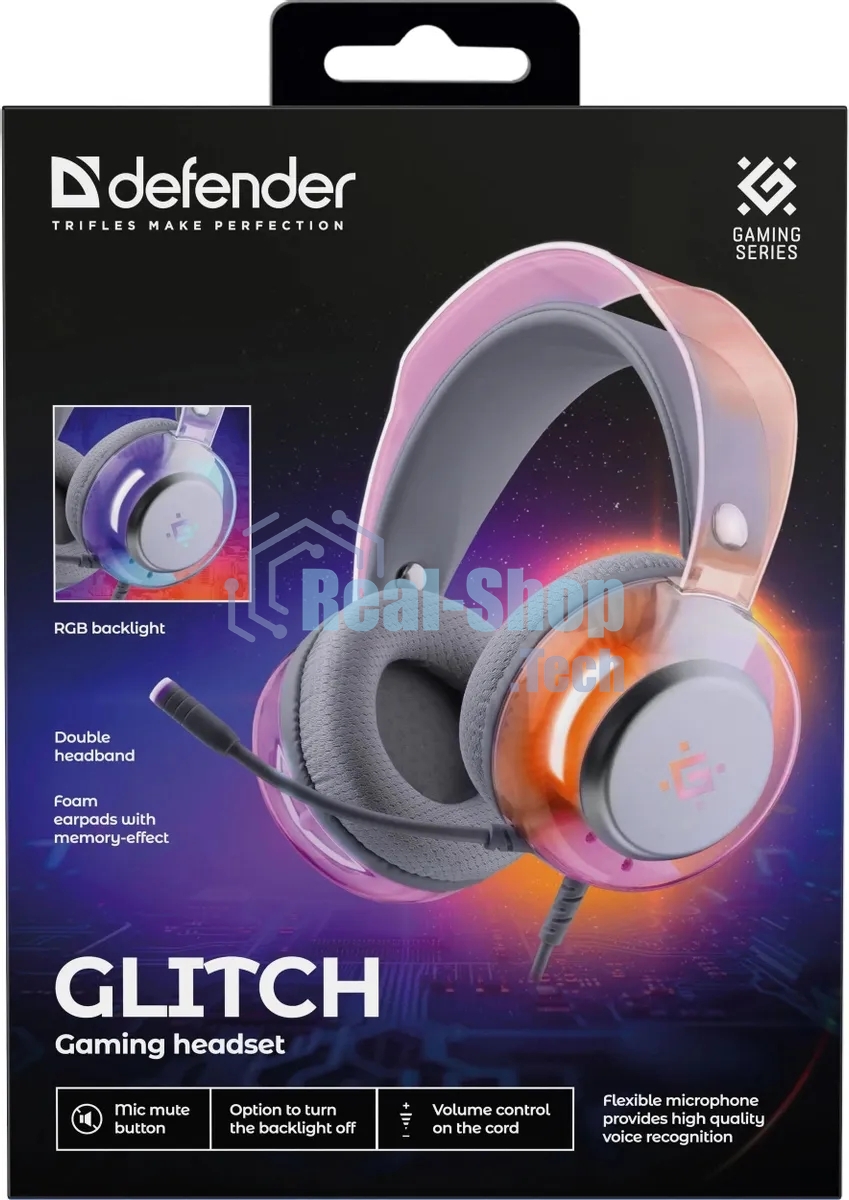 Игровая гарнитура Defender Glitch белый, RGb