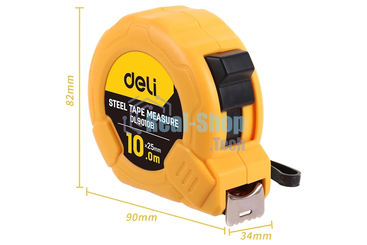 Рулетка Deli DL9010B 10мx25мм Метрическая. Корпус ударопрочный, компактный.