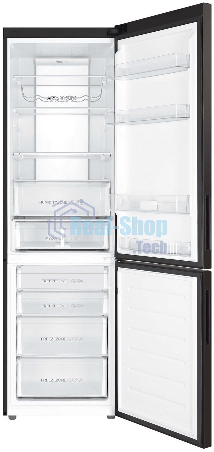 Холодильник Haier C4F740CBXGU1 черный двухкамерный 286/115л морозилка снизу, No Frost