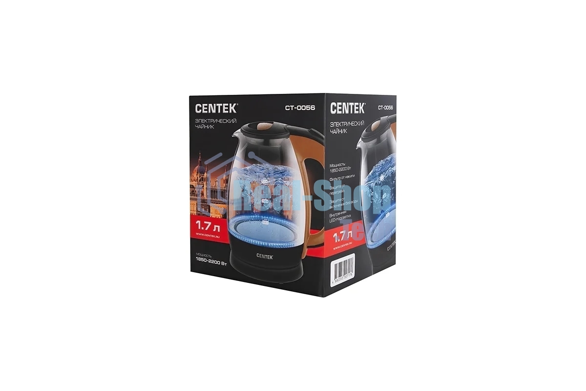 Чайник электрический Centek CT-0056 кофейно-бежевый, 1,7л, 2200Вт (в уп. 6 шт)