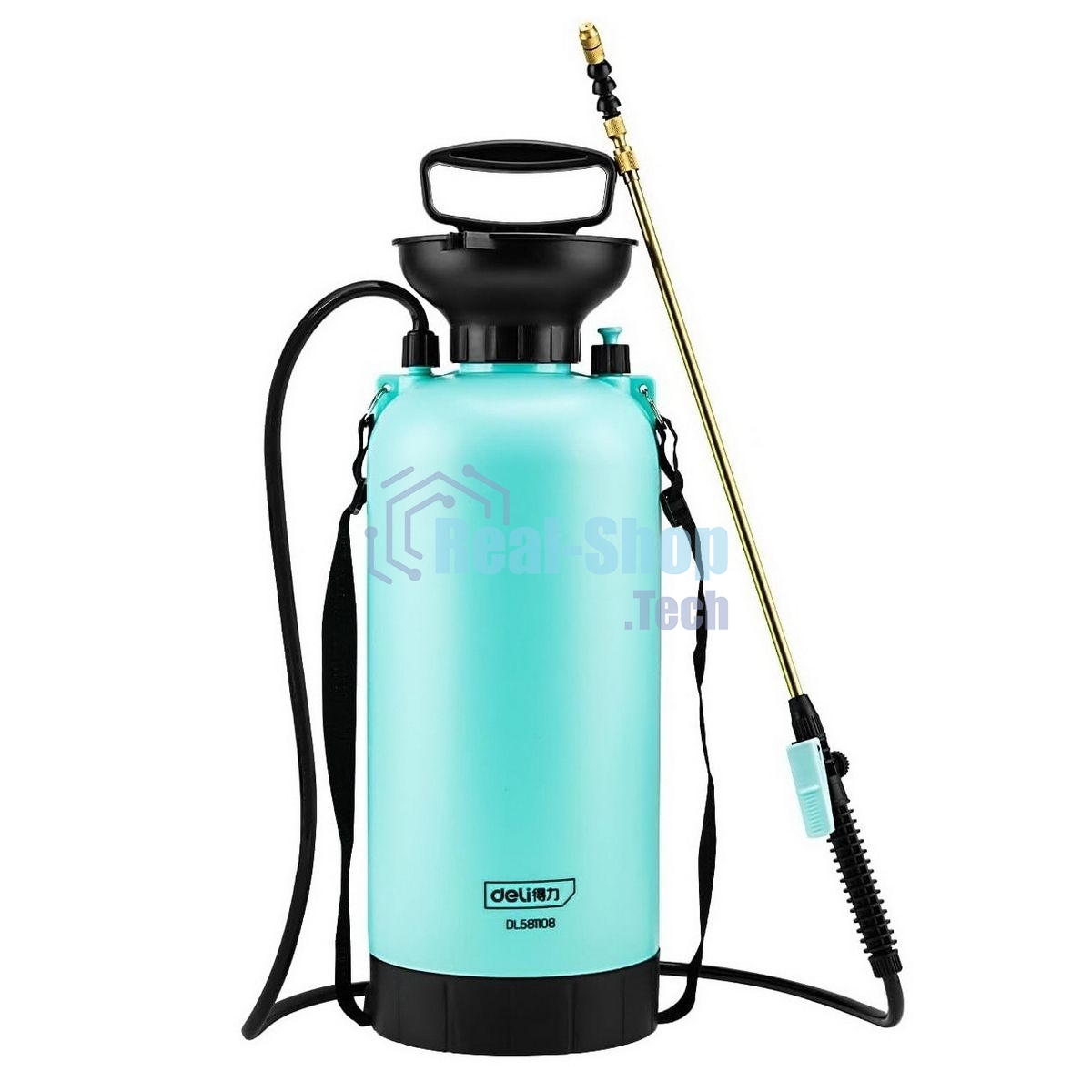 Опрыскиватель садовый помповый Deli DL581108-E1 8л, регулируемый разбрызгиватель