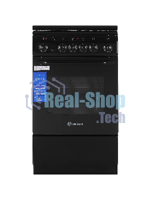 Плита электрическая De Luxe 506004.03Э (кр) 001 черный, конфорок 4 шт, духовка 60 л, 50 см x 85 см x 60 см