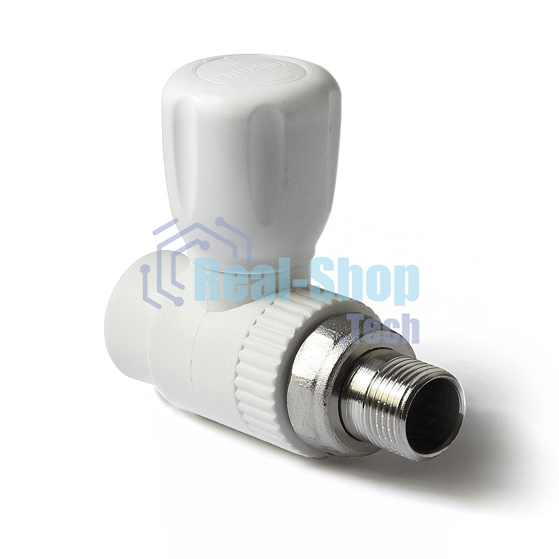 Кран шаровой 25 х 3/4' прямой для радиатора полипропиленовый PPR белый