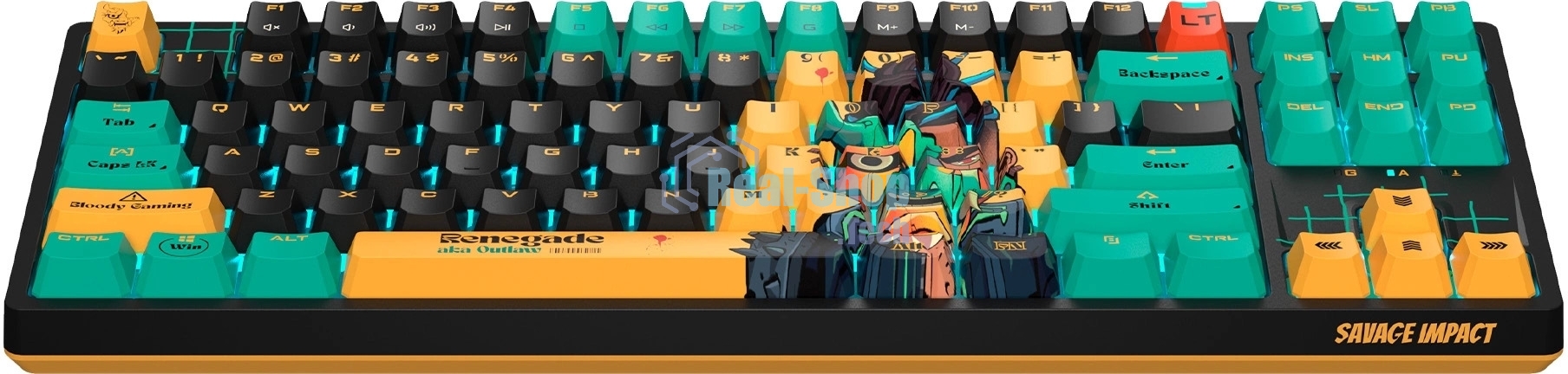 Клавиатура A4Tech Bloody AT87 Renegade проводная USB черный/зеленый