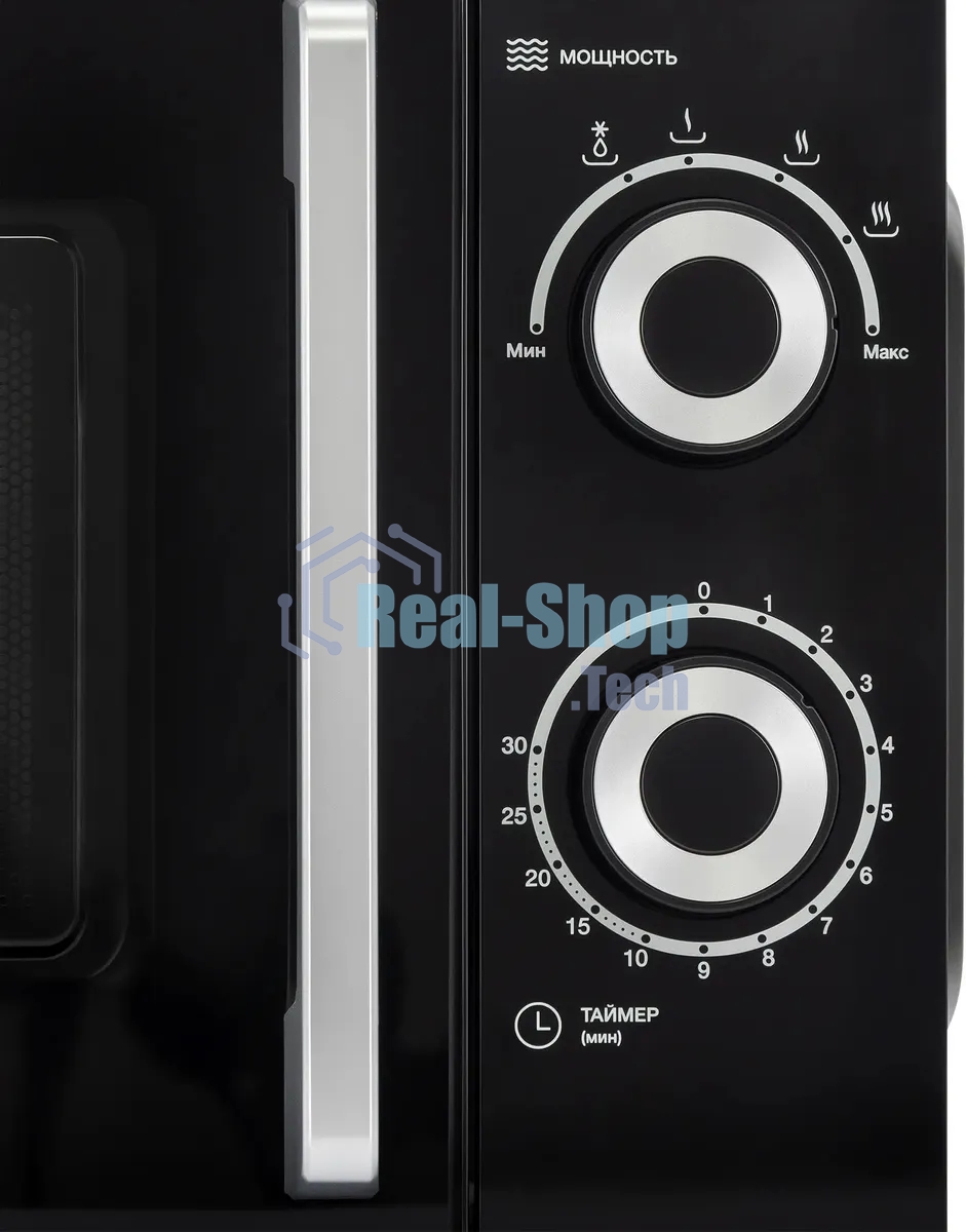 Микроволновая печь Hyundai HYM-M2054 черный/серебристый, 20 л, 700 Вт, переключатели - поворотный механизм