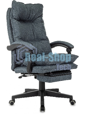 Кресло руководителя Бюрократ CH-820MSG-F синий 38-416, крестов. пластик, подст. для ног