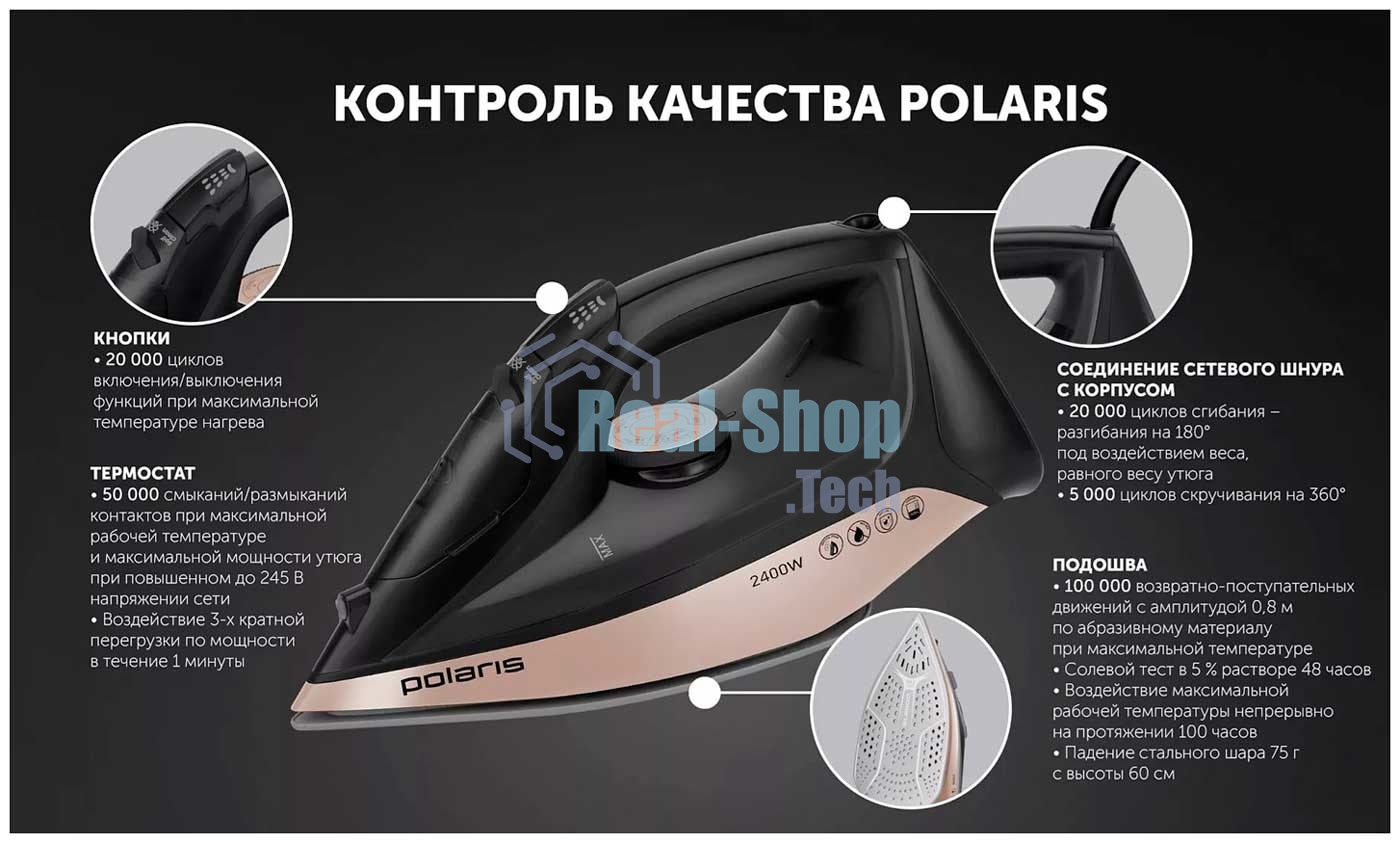 Утюг Polaris PIR-2483К черный/золотой
