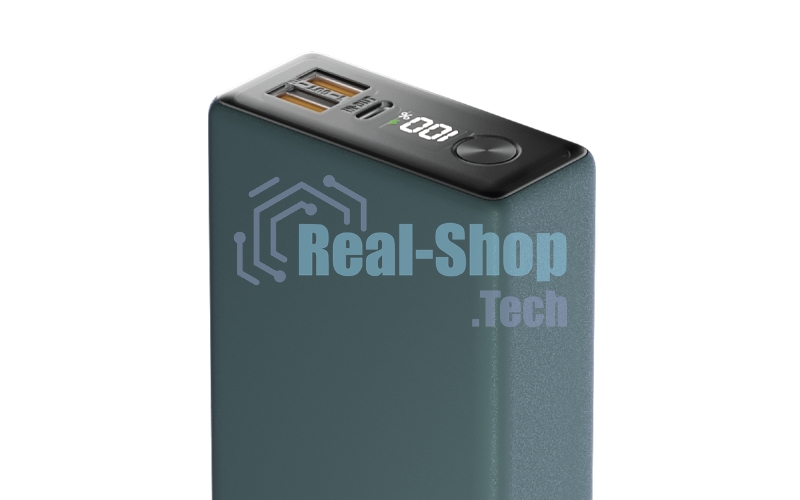 Портативный аккумулятор OLMIO QX-20, 20000mAh, 22.5W, QuickCharge3.0/PowerDelivery, LCD, темно-зеленый