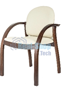 Стул Бюрократ ДЖУНО светло-бежевый, эко.кожа, на ножках дерево