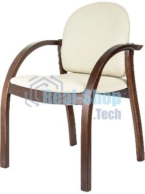 Стул Бюрократ ДЖУНО светло-бежевый, эко.кожа, на ножках дерево