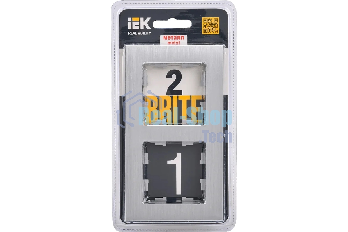 Рамка 2-местная IEK BRITE РУ-2-1-БрА металл алюминий