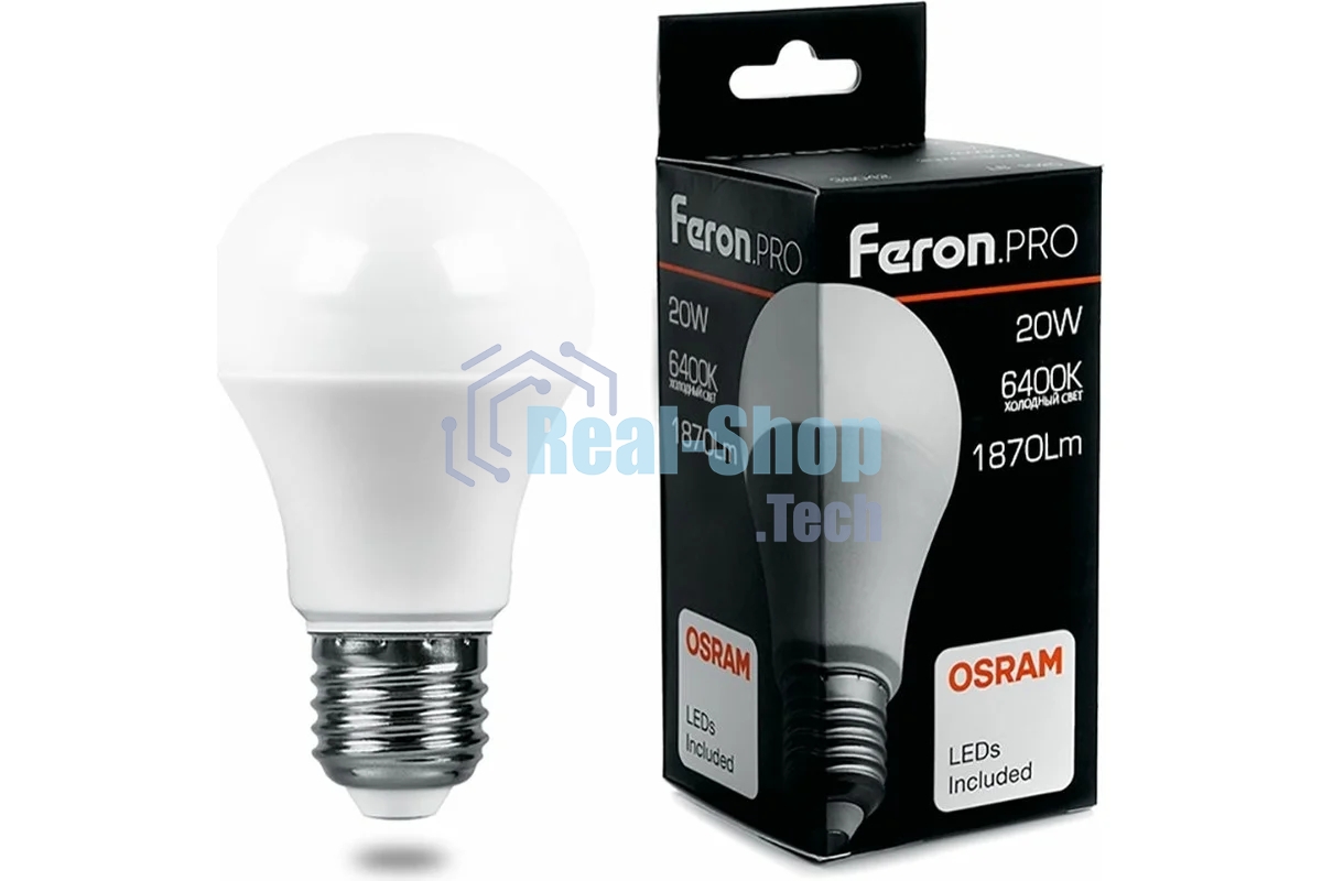 Лампа светодиодная Feron PRO LB-1020 шар E27 20W 6400K