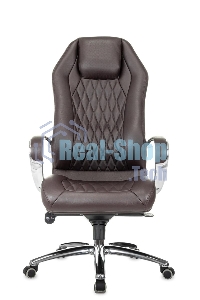 Кресло руководителя Бюрократ AURA/BROWN коричневый, кожа, крестовина алюминий